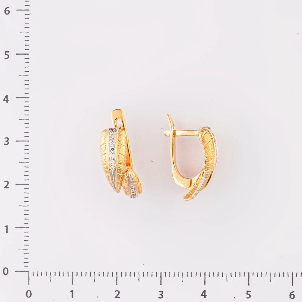 Серьги с фианитом из красного золота 585 пробы