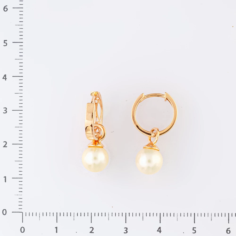 Серьги конго с культивированным жемчугом из красного золота 585 пробы