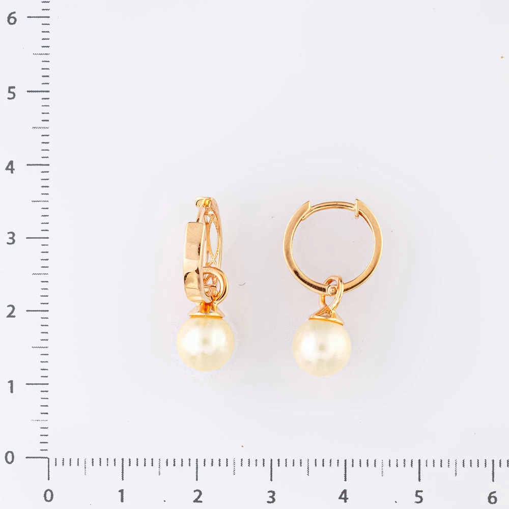 Серьги конго с культивированным жемчугом из красного золота 585 пробы