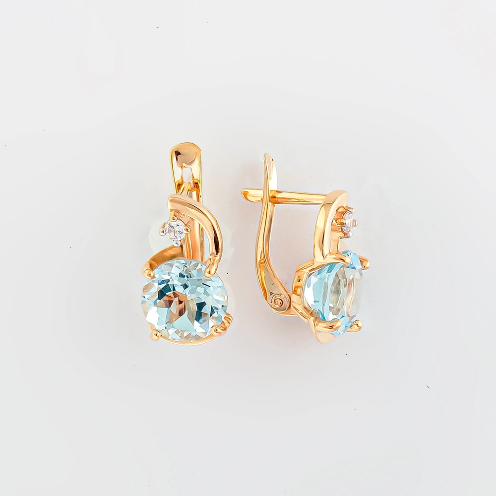 Серьги с топазом из красного золота 585 пробы