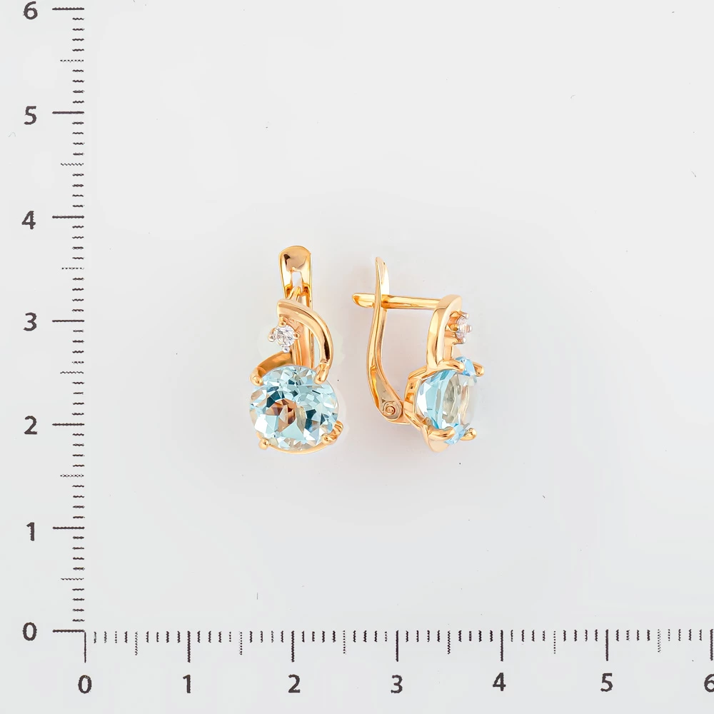 Серьги с топазом из красного золота 585 пробы