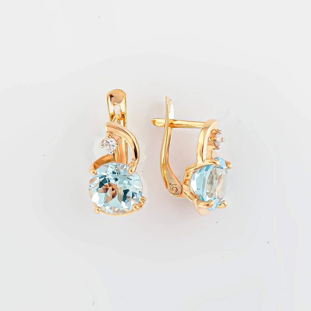 Серьги с топазом из красного золота 585 пробы