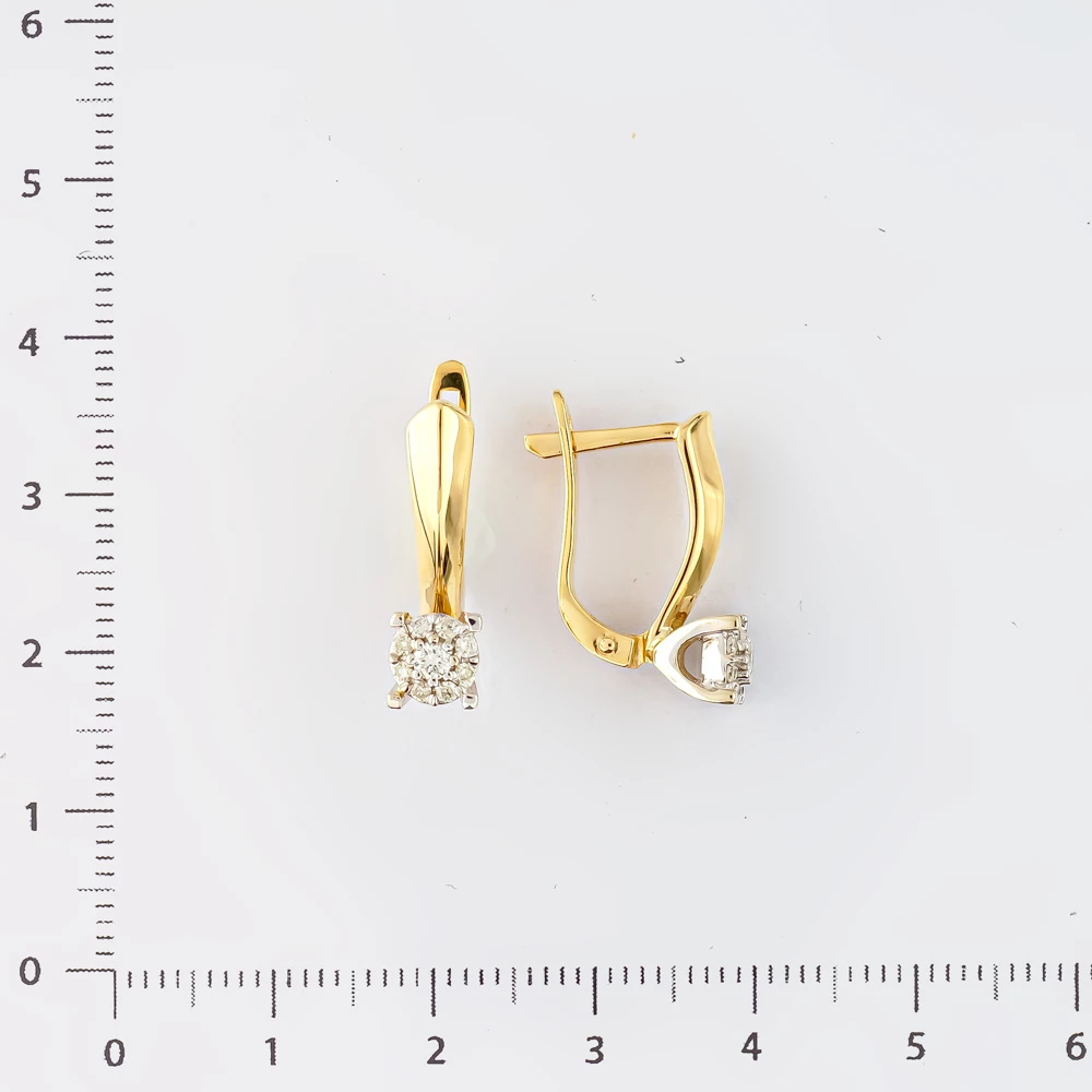 Серьги с бриллиантом из желтого золота 585 пробы