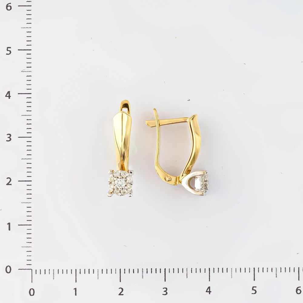 Серьги с бриллиантом из желтого золота 585 пробы