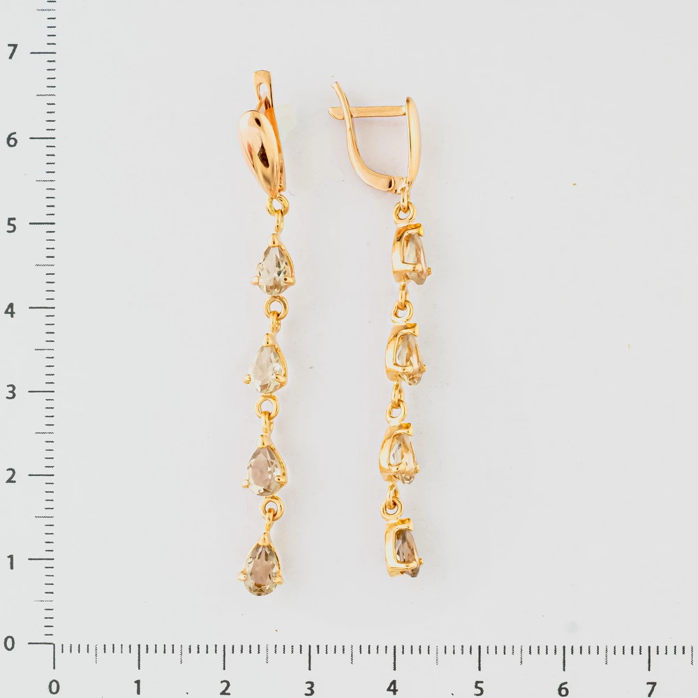 Серьги с фианитом из красного золота 585 пробы