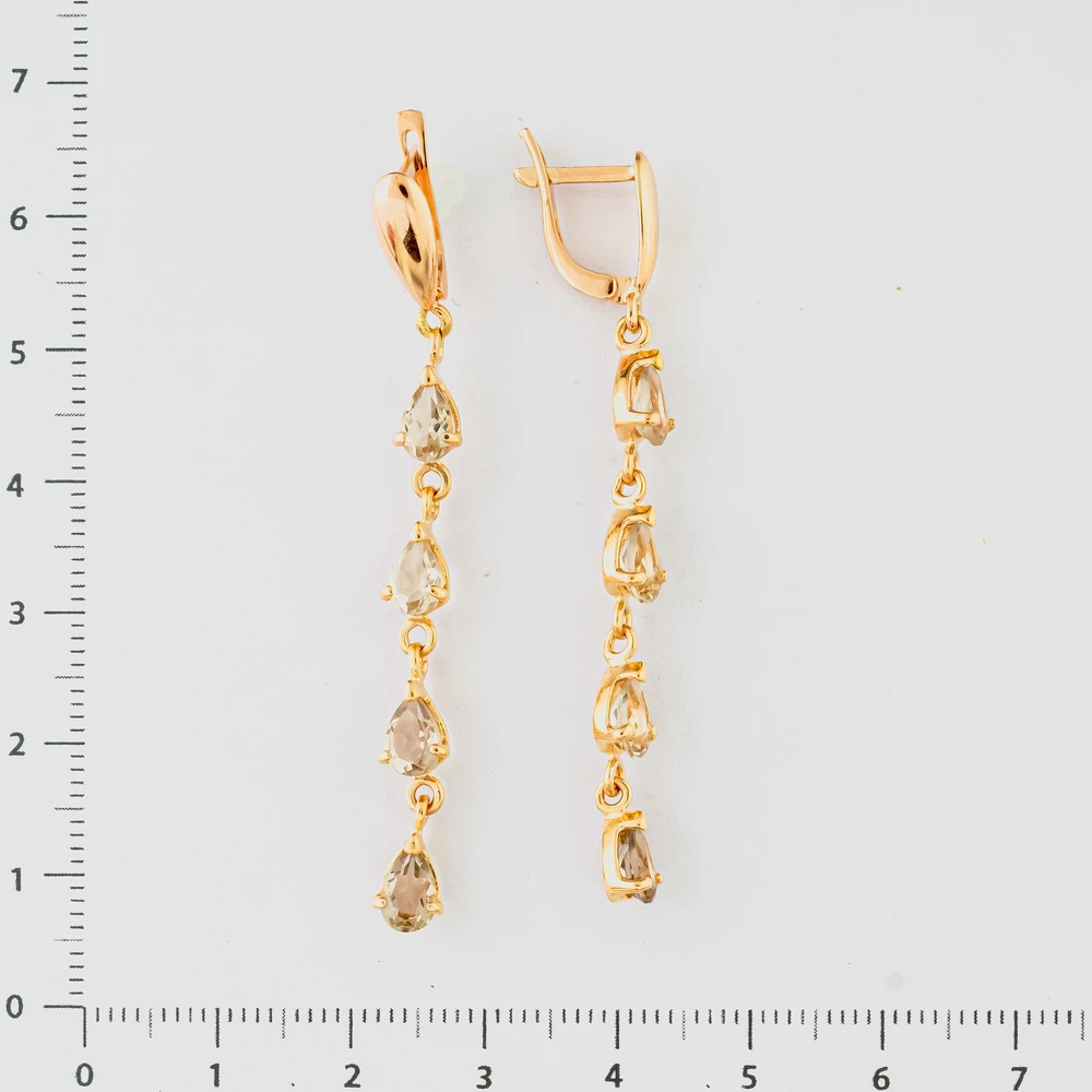 Серьги с фианитом из красного золота 585 пробы