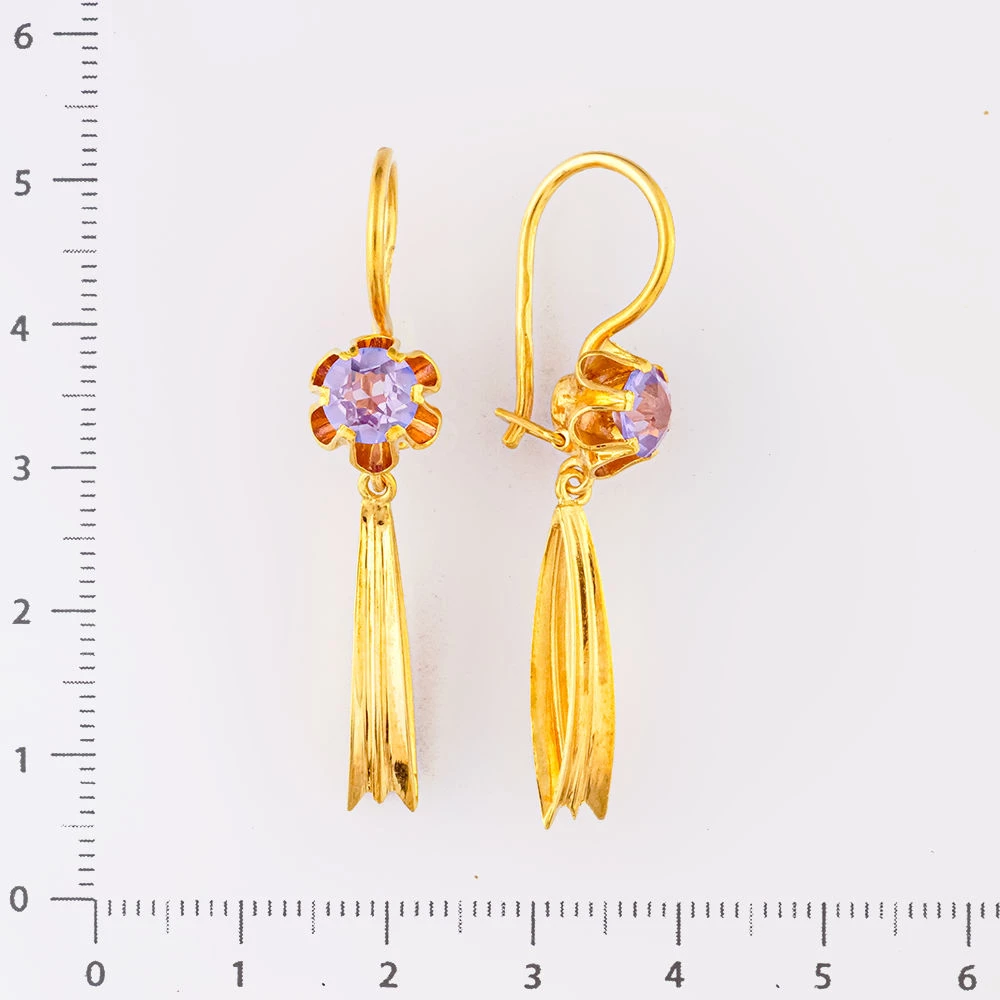 Серьги с фианитом из желтого золота 750 пробы
