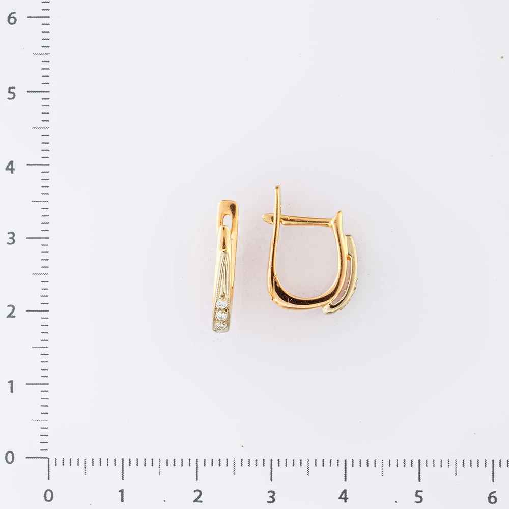 Серьги с бриллиантом из красного золота 585 пробы
