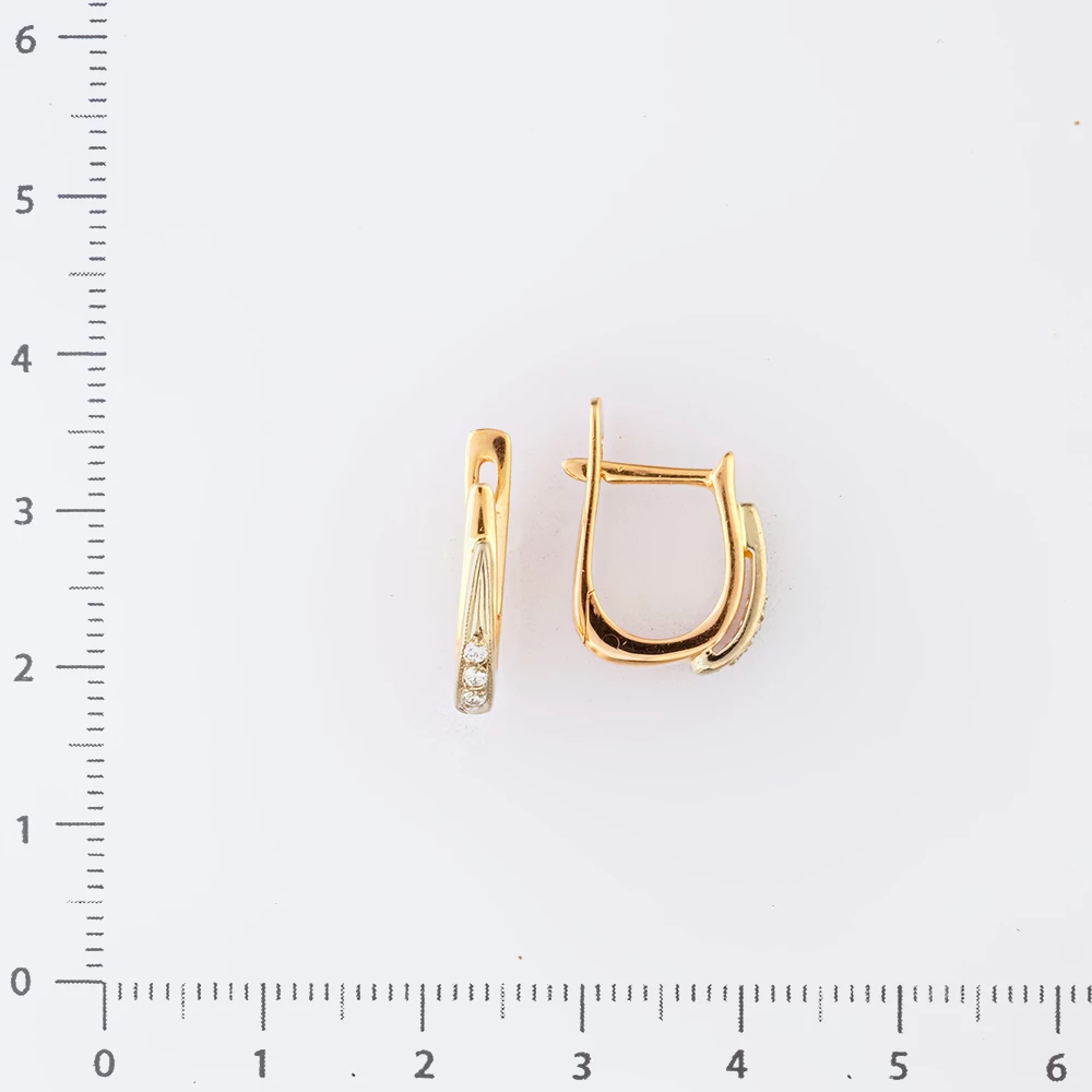 Серьги с бриллиантом из красного золота 585 пробы