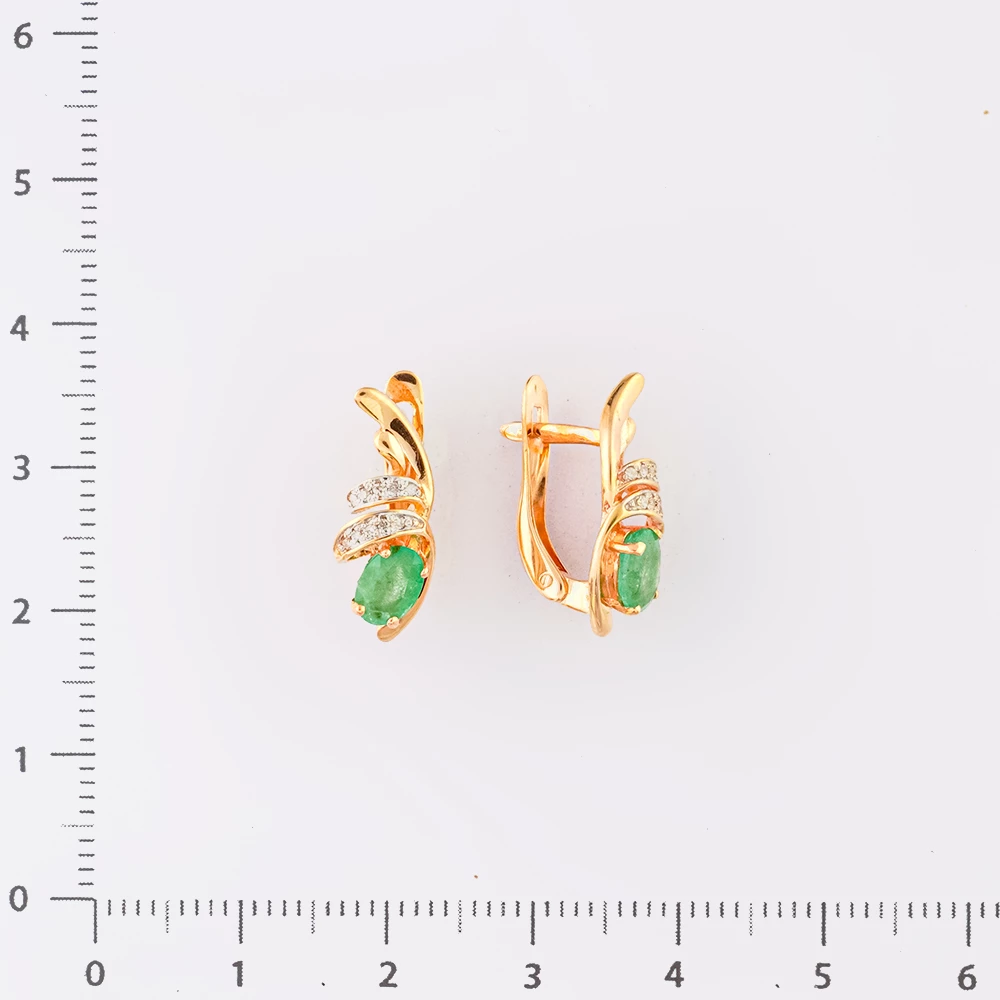 Серьги с изумрудом из красного золота 585 пробы