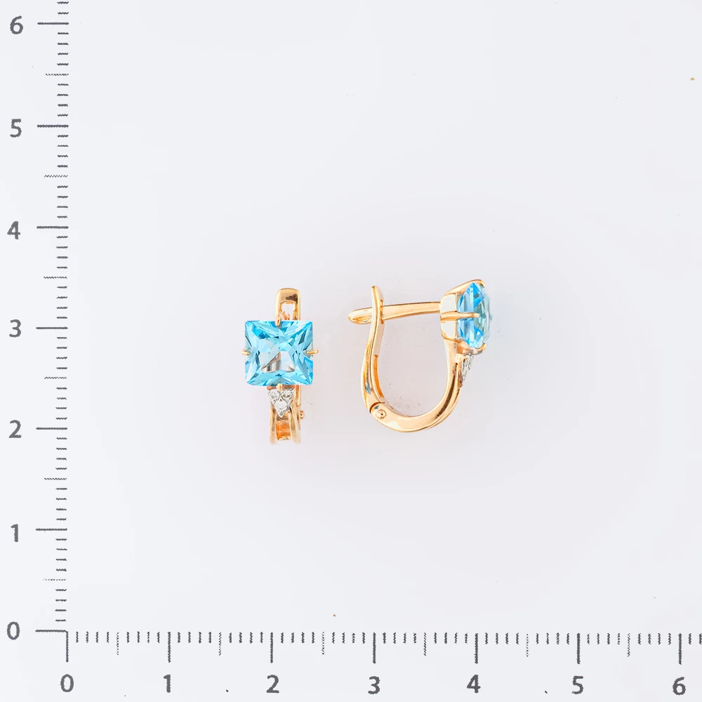 Серьги с топазом из красного золота 585 пробы
