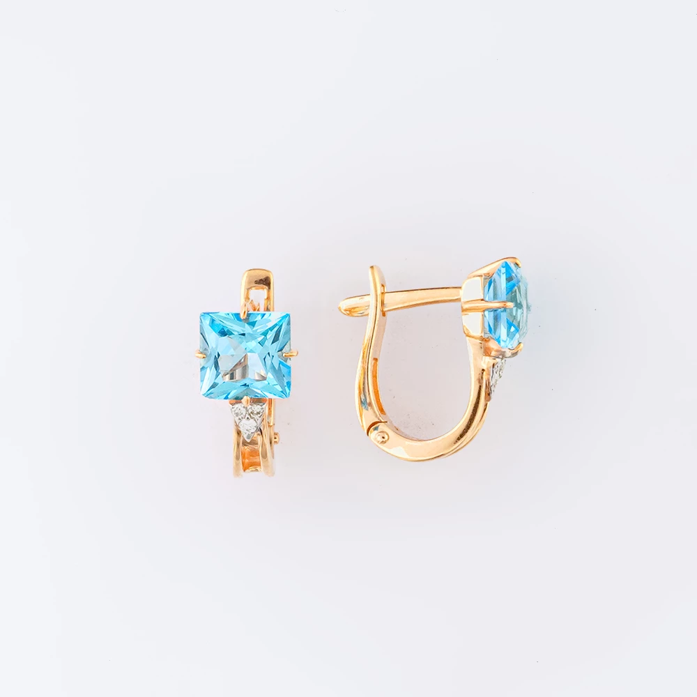 Серьги с топазом из красного золота 585 пробы