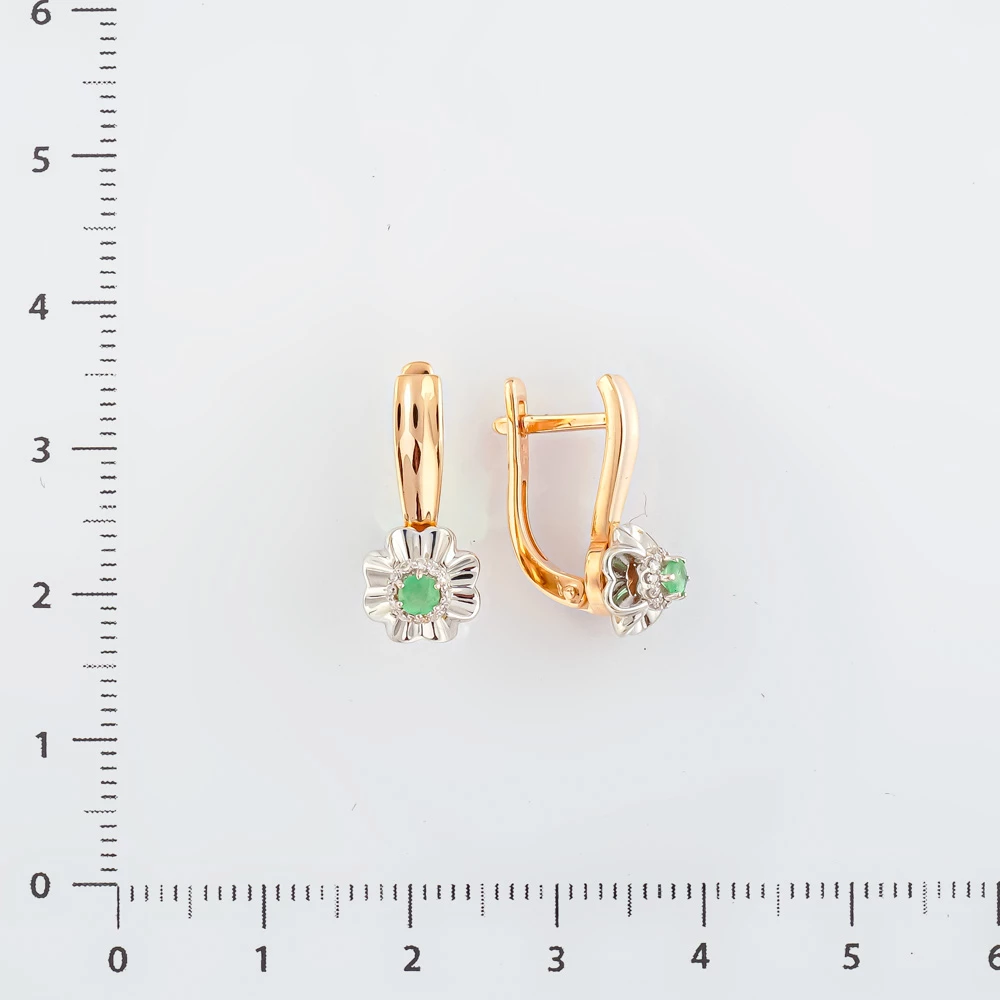 Серьги с изумрудом из красного золота 585 пробы