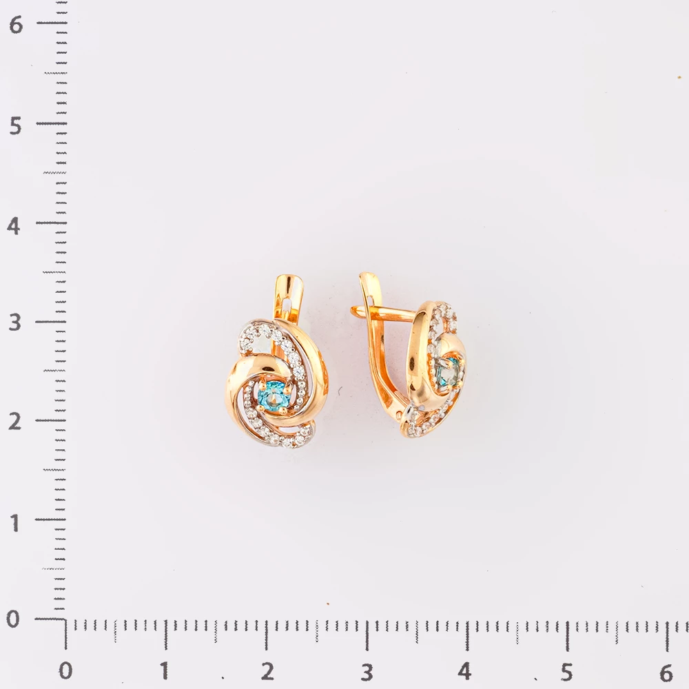 Серьги с фианитом из красного золота 585 пробы