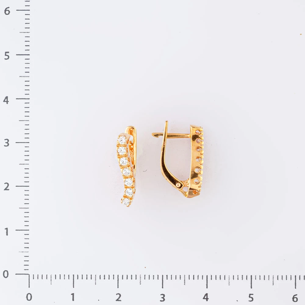 Серьги с фианитом из красного золота 585 пробы