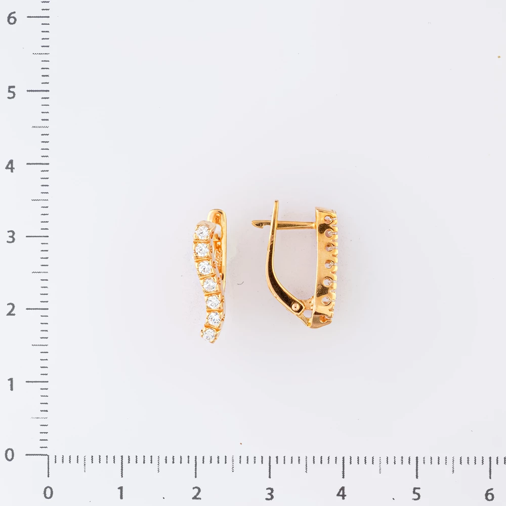 Серьги с фианитом из красного золота 585 пробы