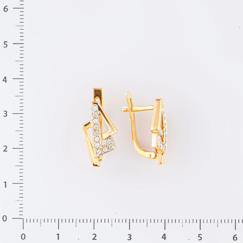 Серьги с фианитом из красного золота 585 пробы