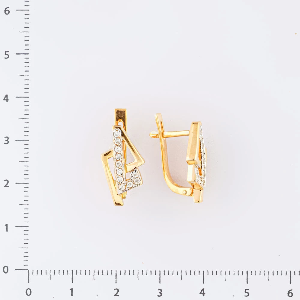 Серьги с фианитом из красного золота 585 пробы