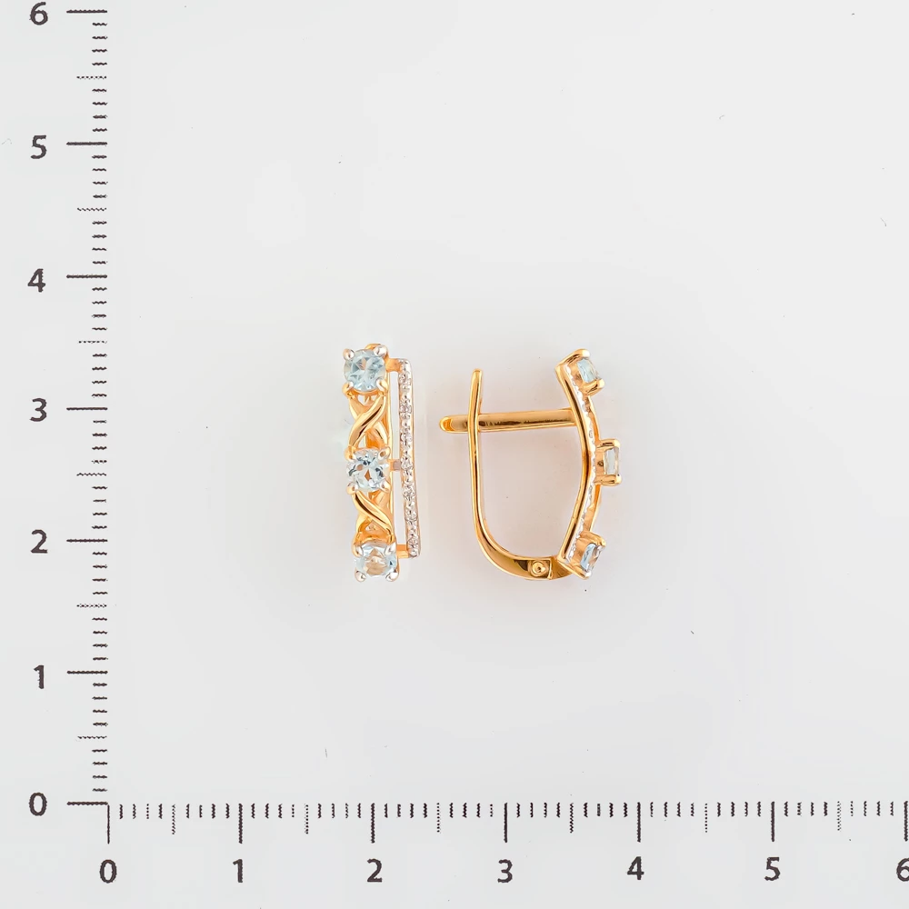 Серьги с топазом из красного золота 585 пробы