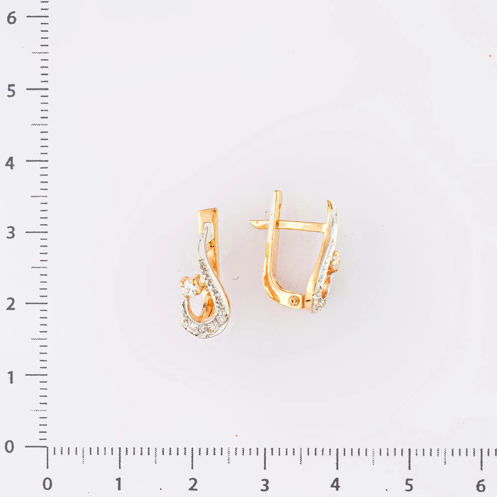 Серьги с фианитом из красного золота 585 пробы