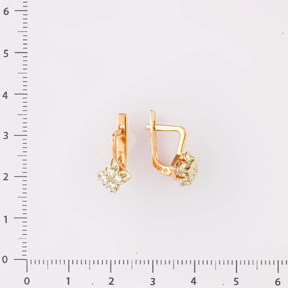 Серьги с бриллиантом из красного золота 583 пробы Серьги с бриллиантом из красного золота 583 пробы