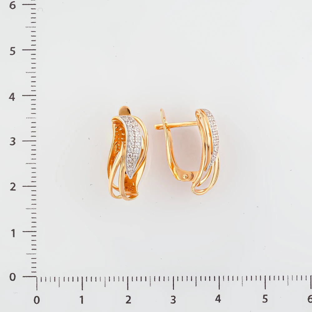 Серьги с фианитом из красного золота 585 пробы