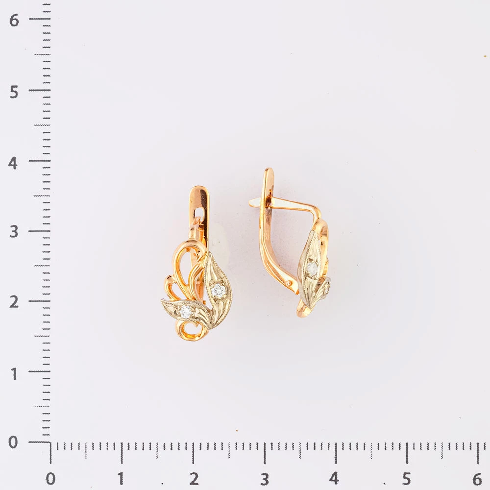 Серьги с бриллиантом из красного золота 583 пробы