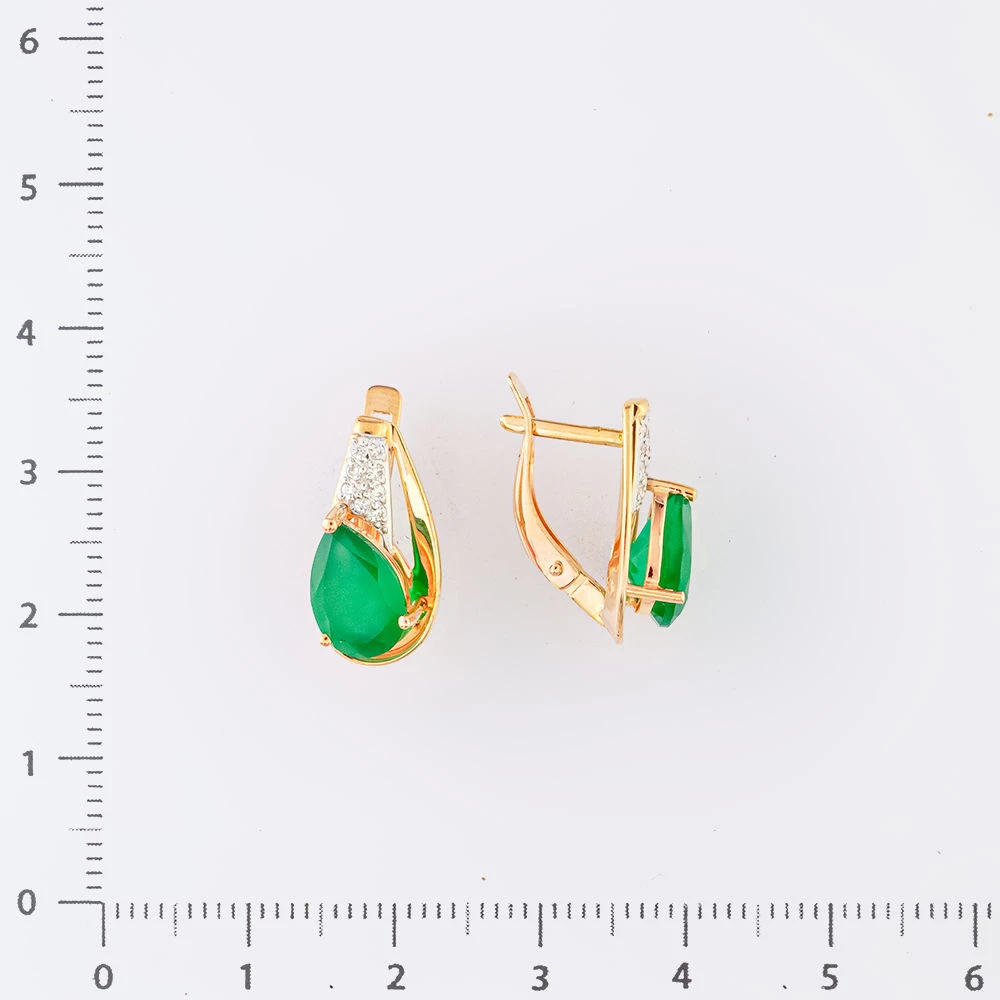 Серьги с агатом из красного золота 585 пробы