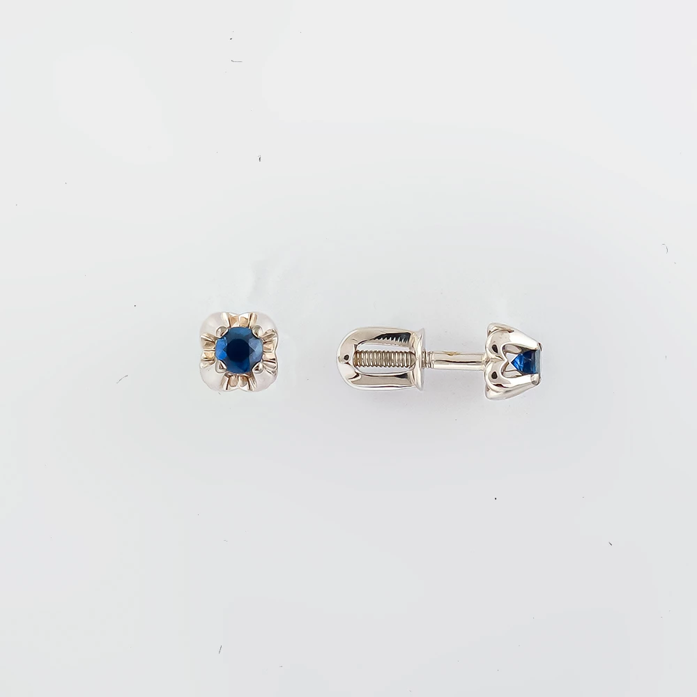 Серьги с сапфиром из белого золота 585 пробы