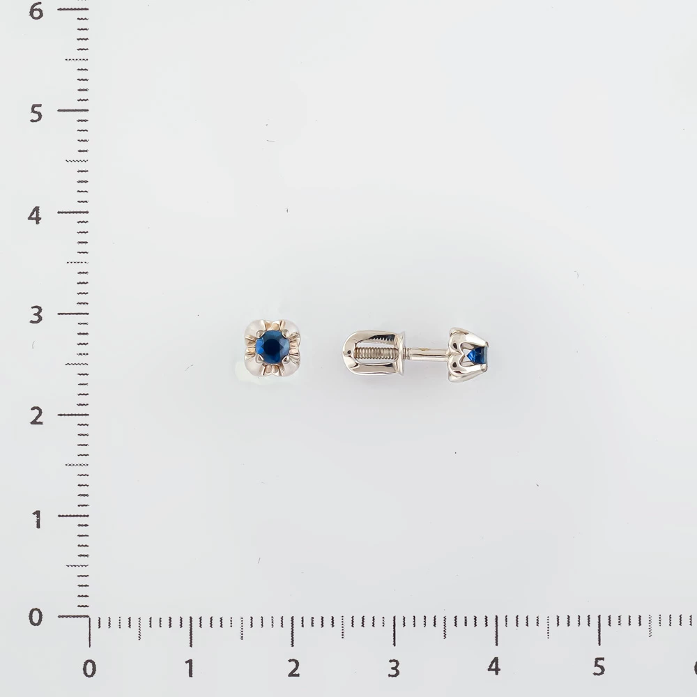 Серьги с сапфиром из белого золота 585 пробы