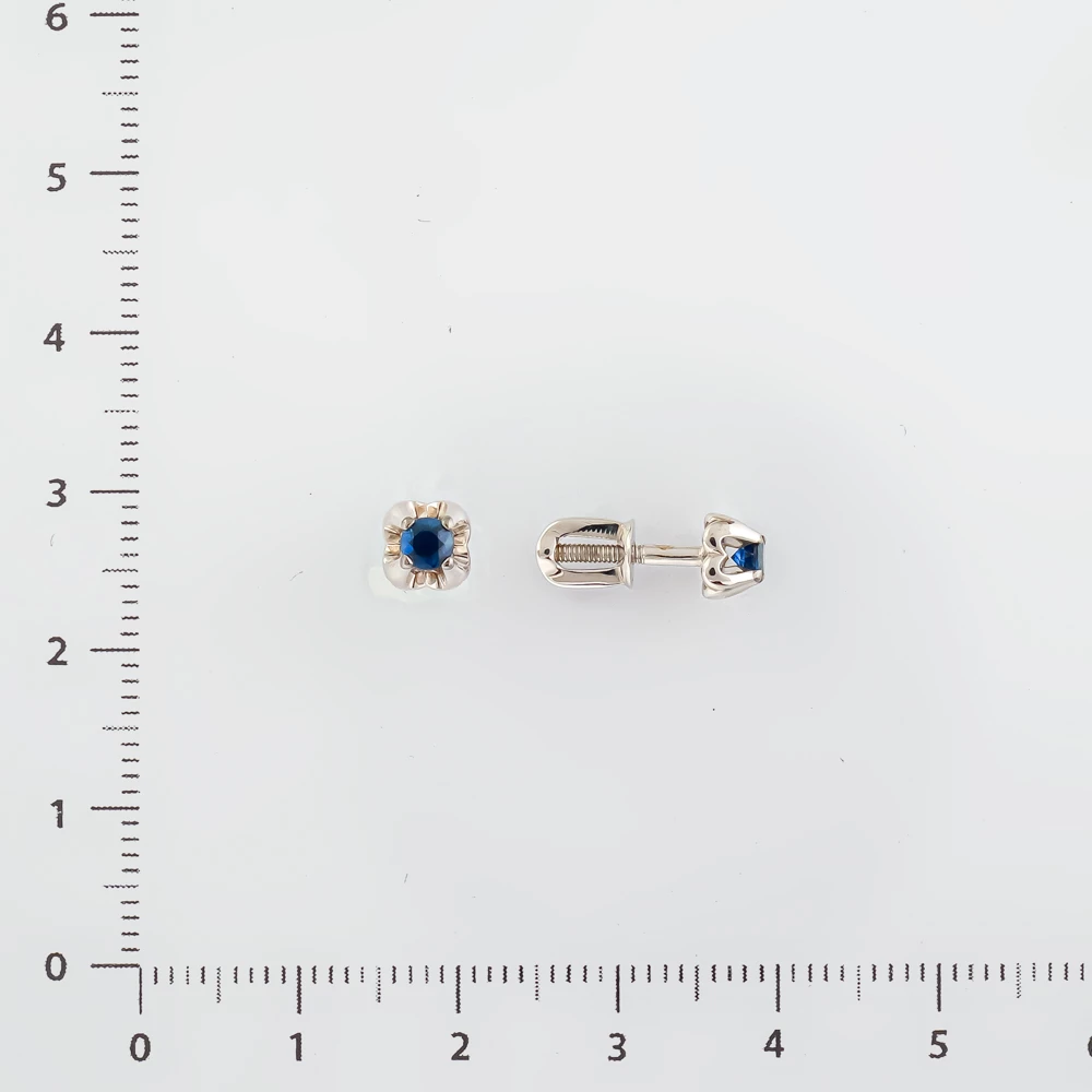 Серьги с сапфиром из белого золота 585 пробы