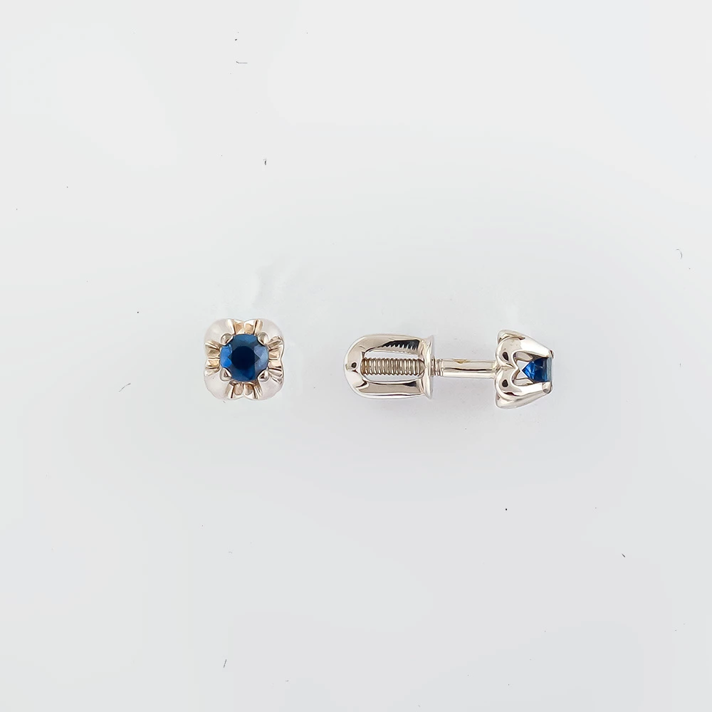 Серьги с сапфиром из белого золота 585 пробы
