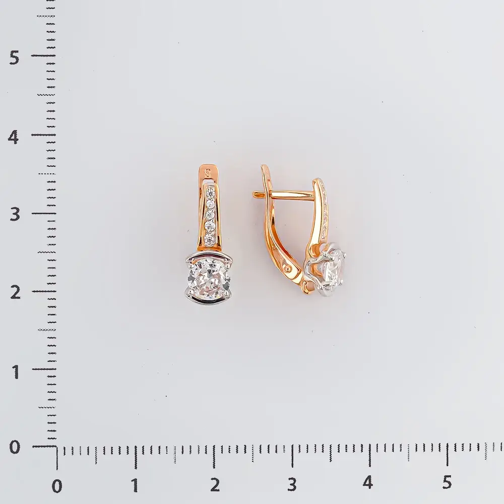 Серьги с фианитом из красного золота 585 пробы 2