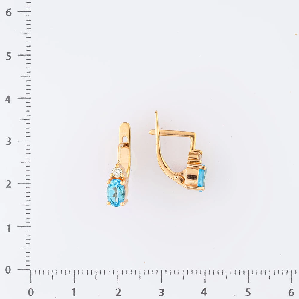 Серьги с топазом из красного золота 585 пробы