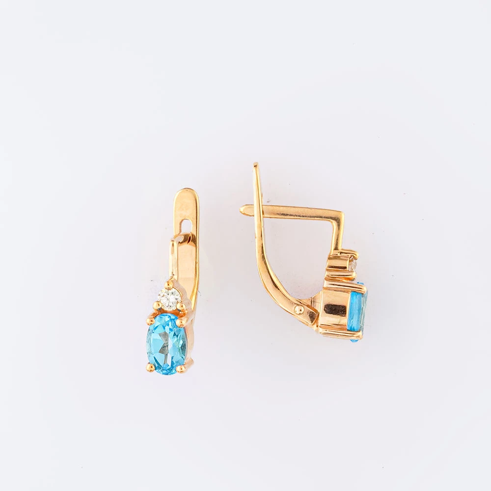 Серьги с топазом из красного золота 585 пробы