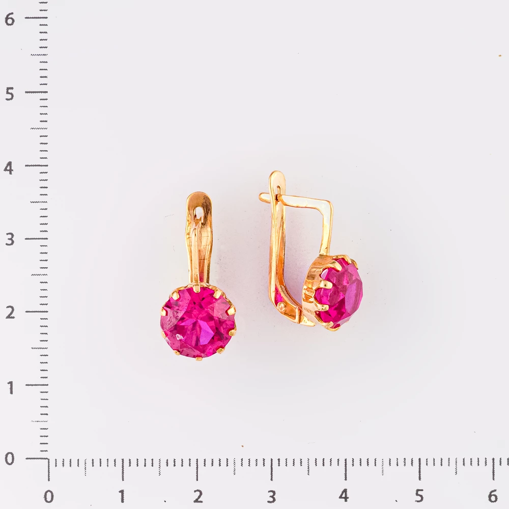 Серьги с фианитом из красного золота 583 пробы