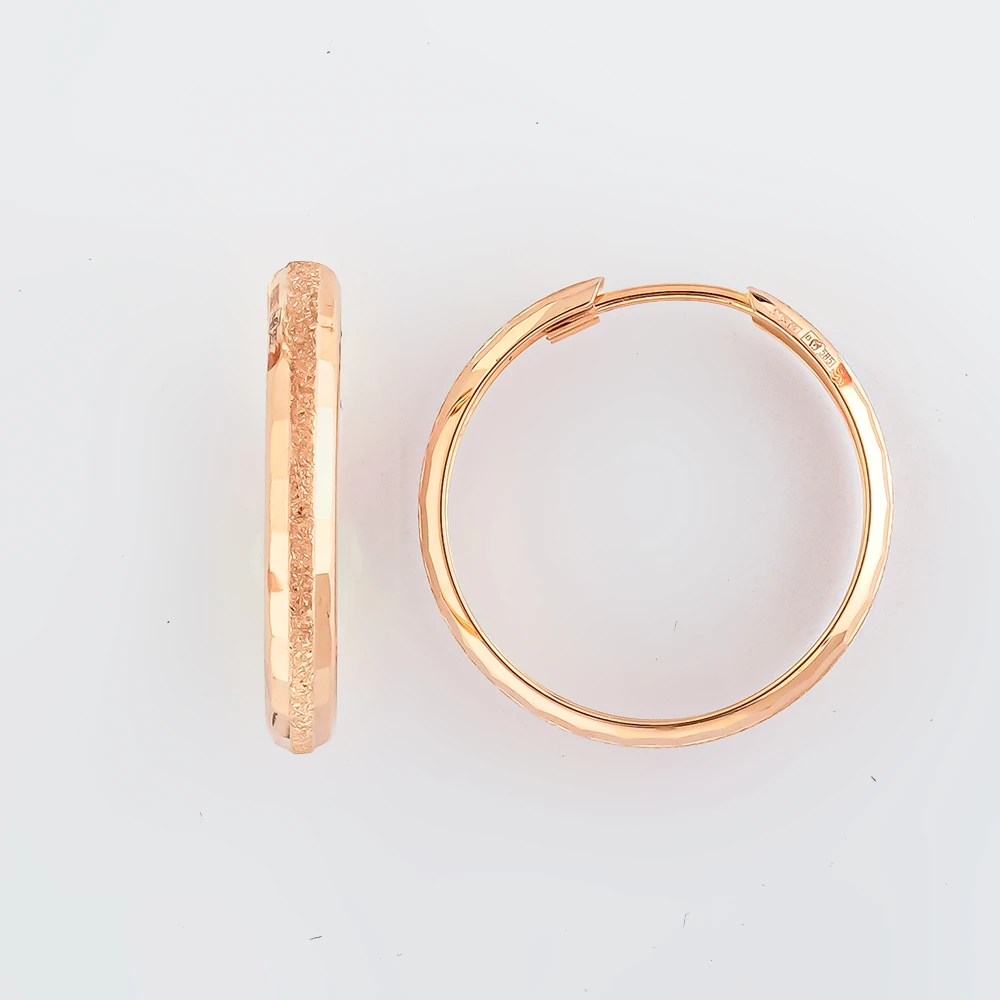 Серьги конго из красного золота 585 пробы