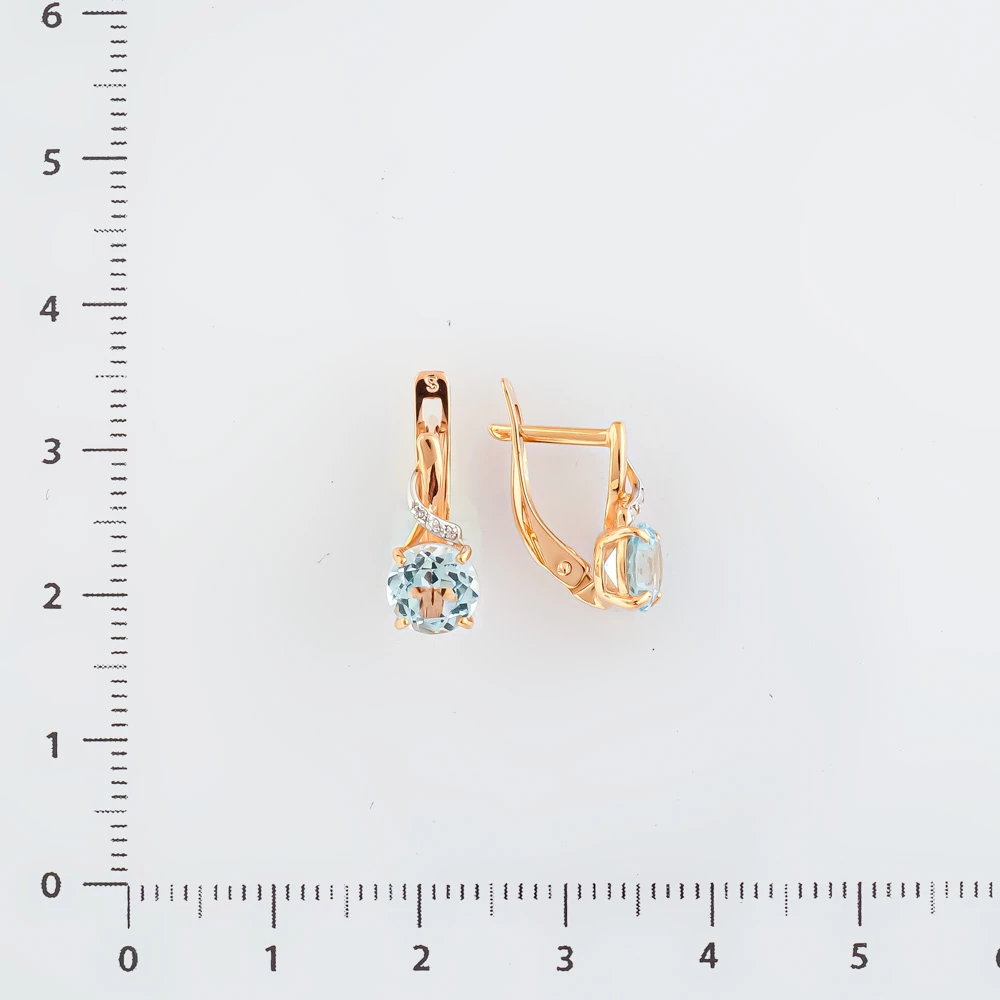 Серьги с топазом из красного золота 585 пробы