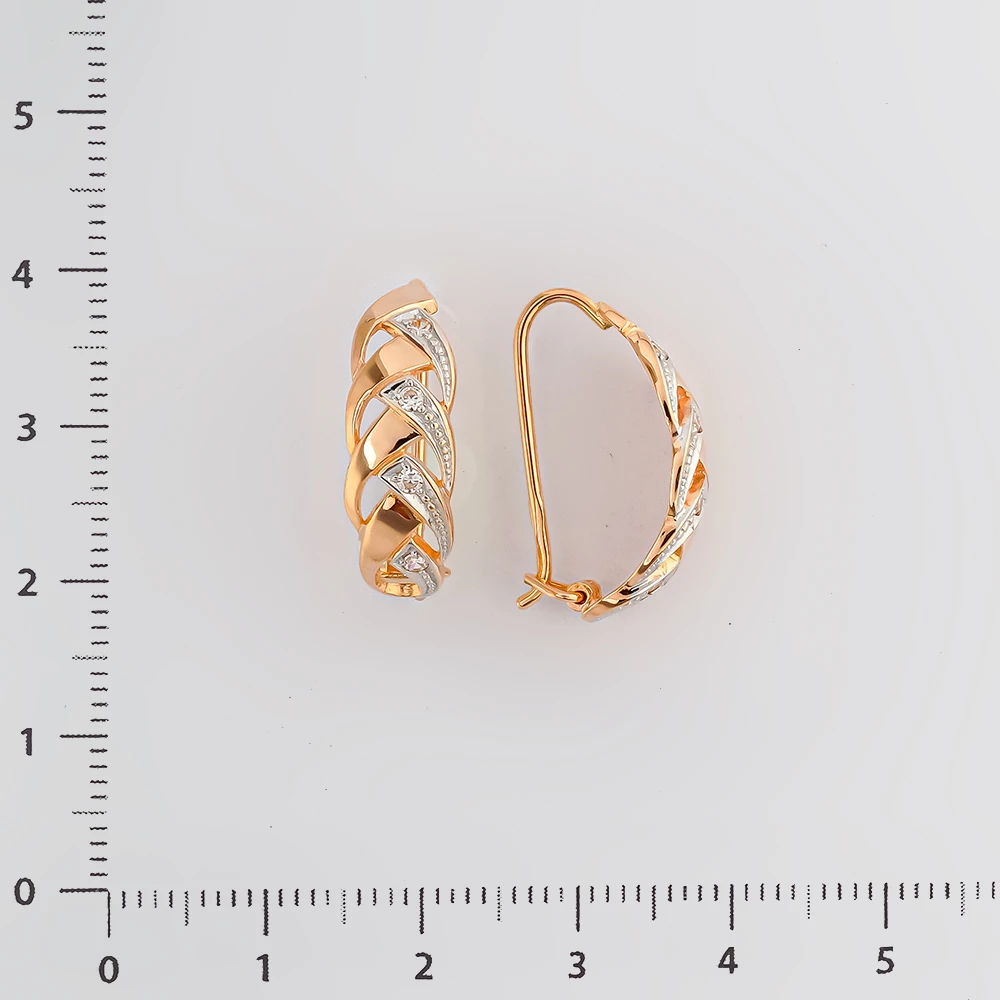 Серьги с фианитом из красного золота 585 пробы