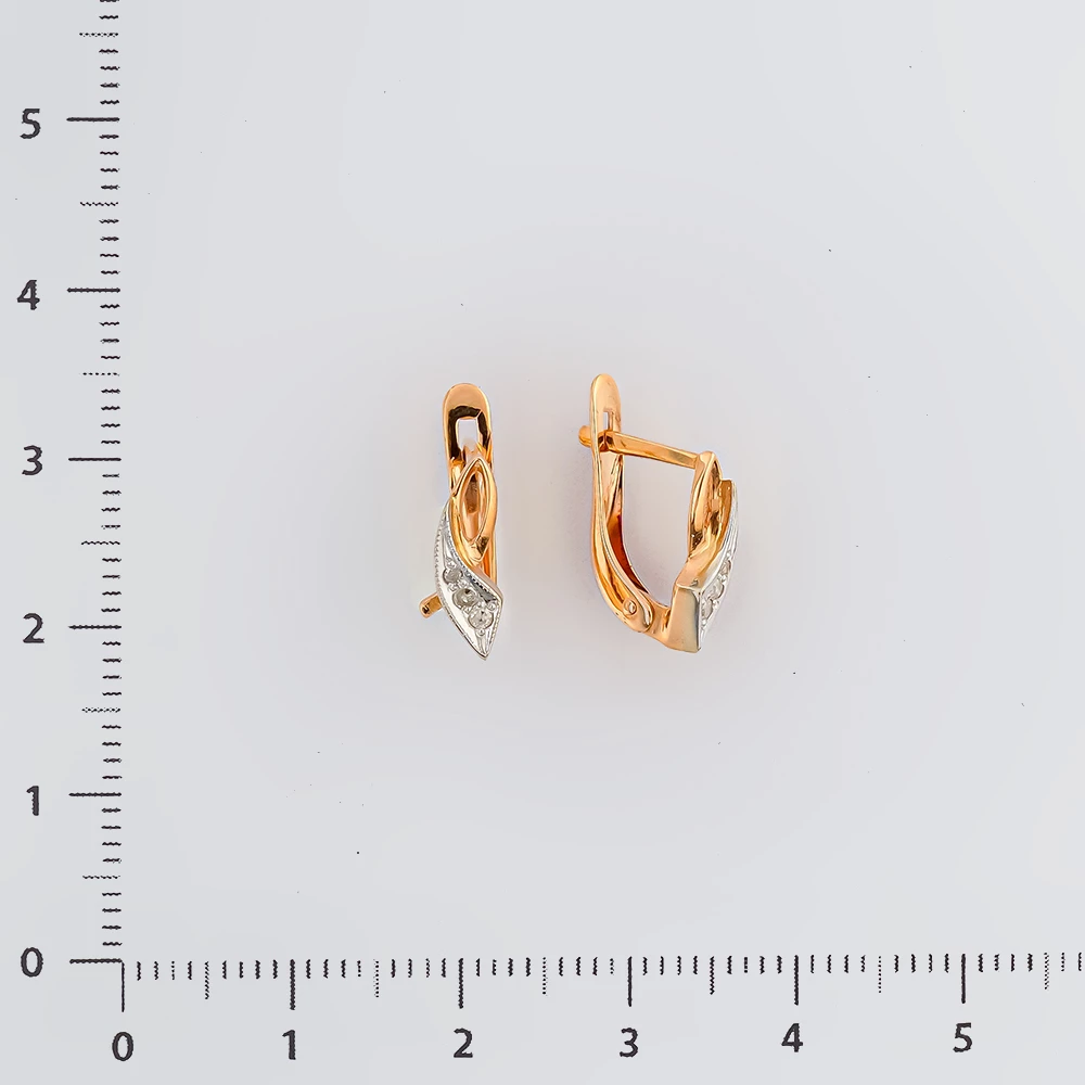 Серьги с бриллиантом из красного золота 585 пробы