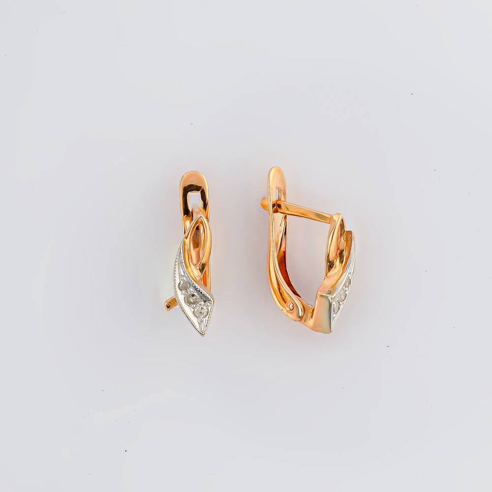 Серьги с бриллиантом из красного золота 585 пробы