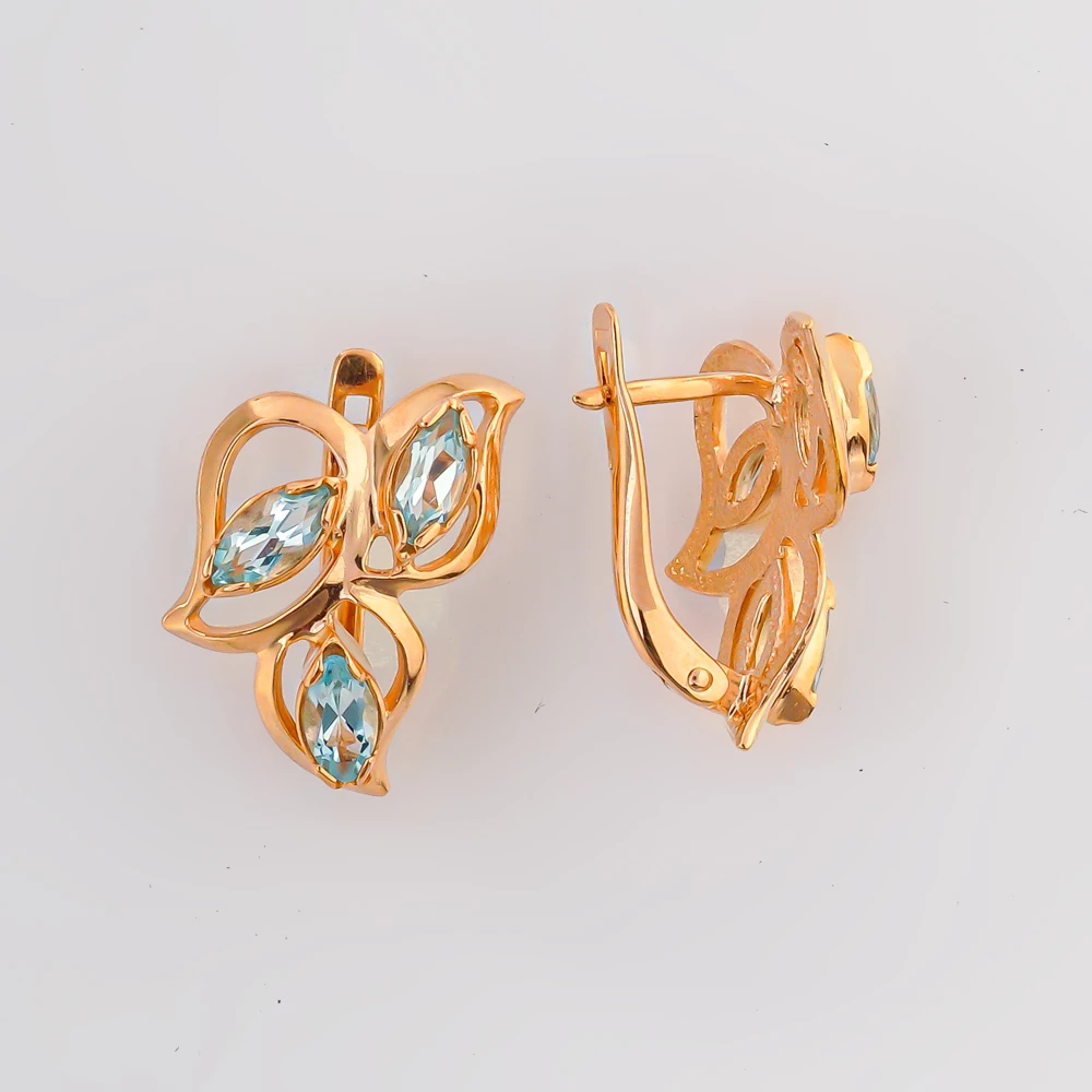 Серьги с топазом из красного золота 585 пробы