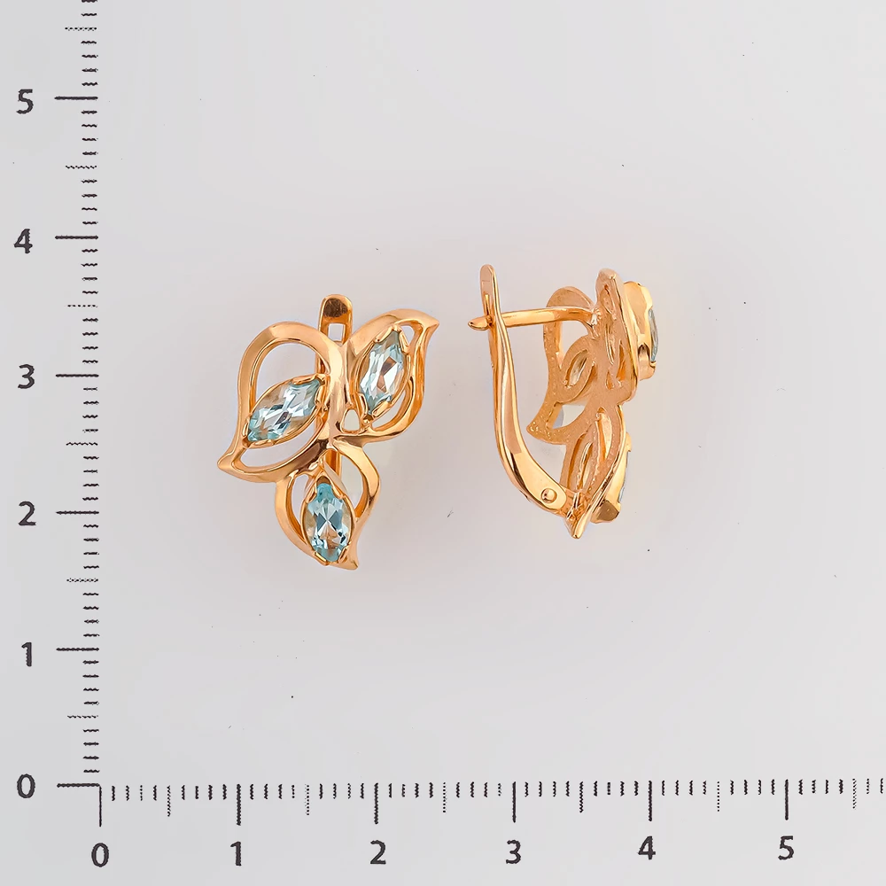 Серьги с топазом из красного золота 585 пробы
