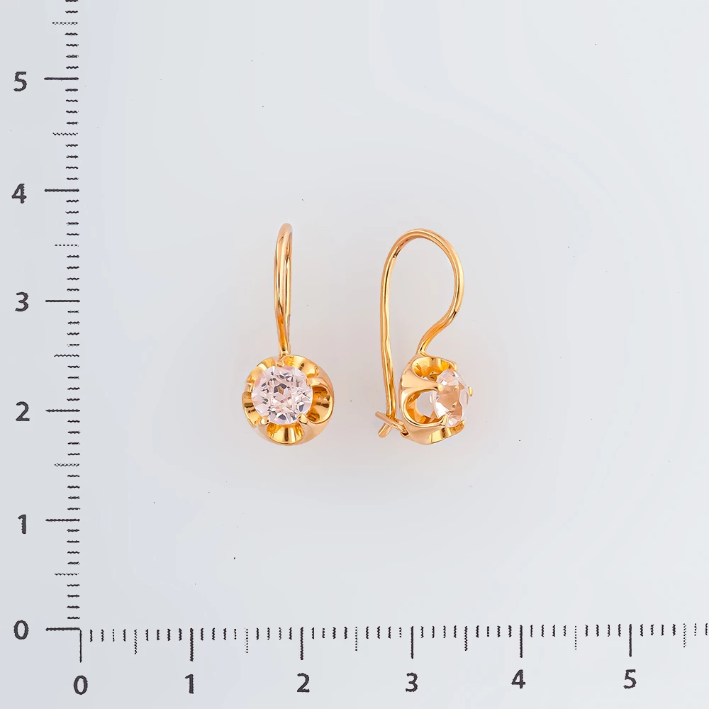 Серьги с фианитом из красного золота 583 пробы