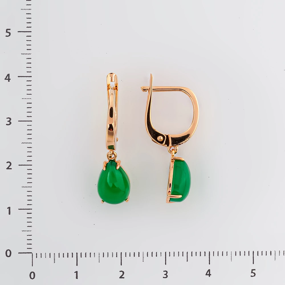 Серьги с хризопразом из красного золота 585 пробы