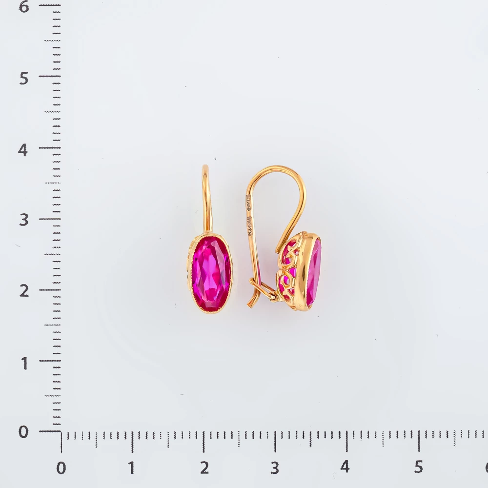 Серьги с фианитом из красного золота 583 пробы