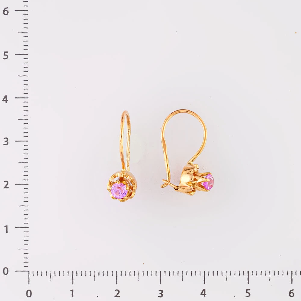 Серьги с фианитом из красного золота 583 пробы
