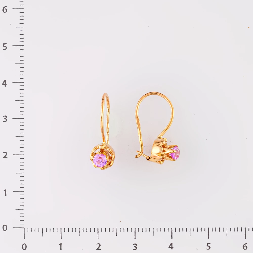 Серьги с фианитом из красного золота 583 пробы