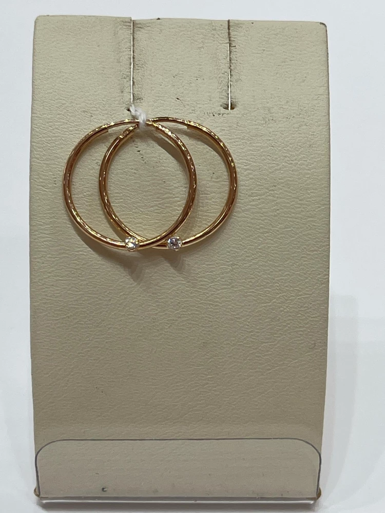 Серьги конго с фианитом из красного золота 585 пробы