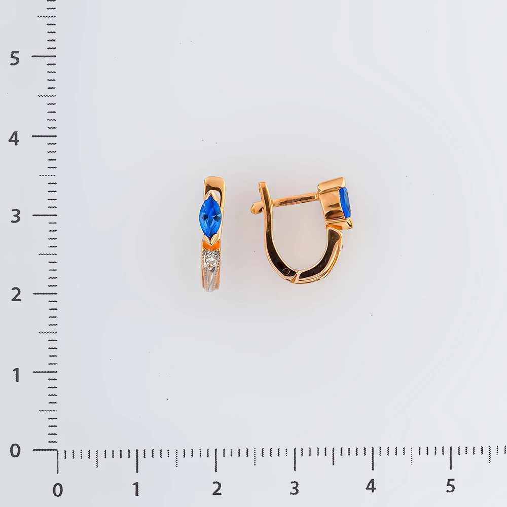 Серьги с фианитом из красного золота 585 пробы